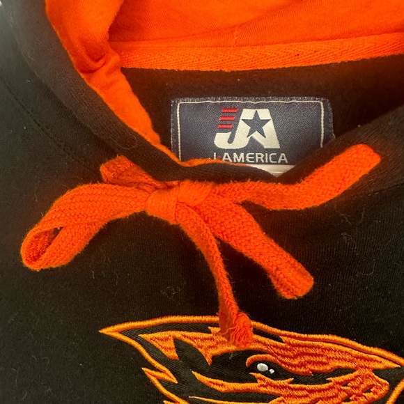 Men's LARGE Colosseum Black Oregon State Beavers Arch & Logo 3.0 Pullover Hoodie - Picture 5 of 7